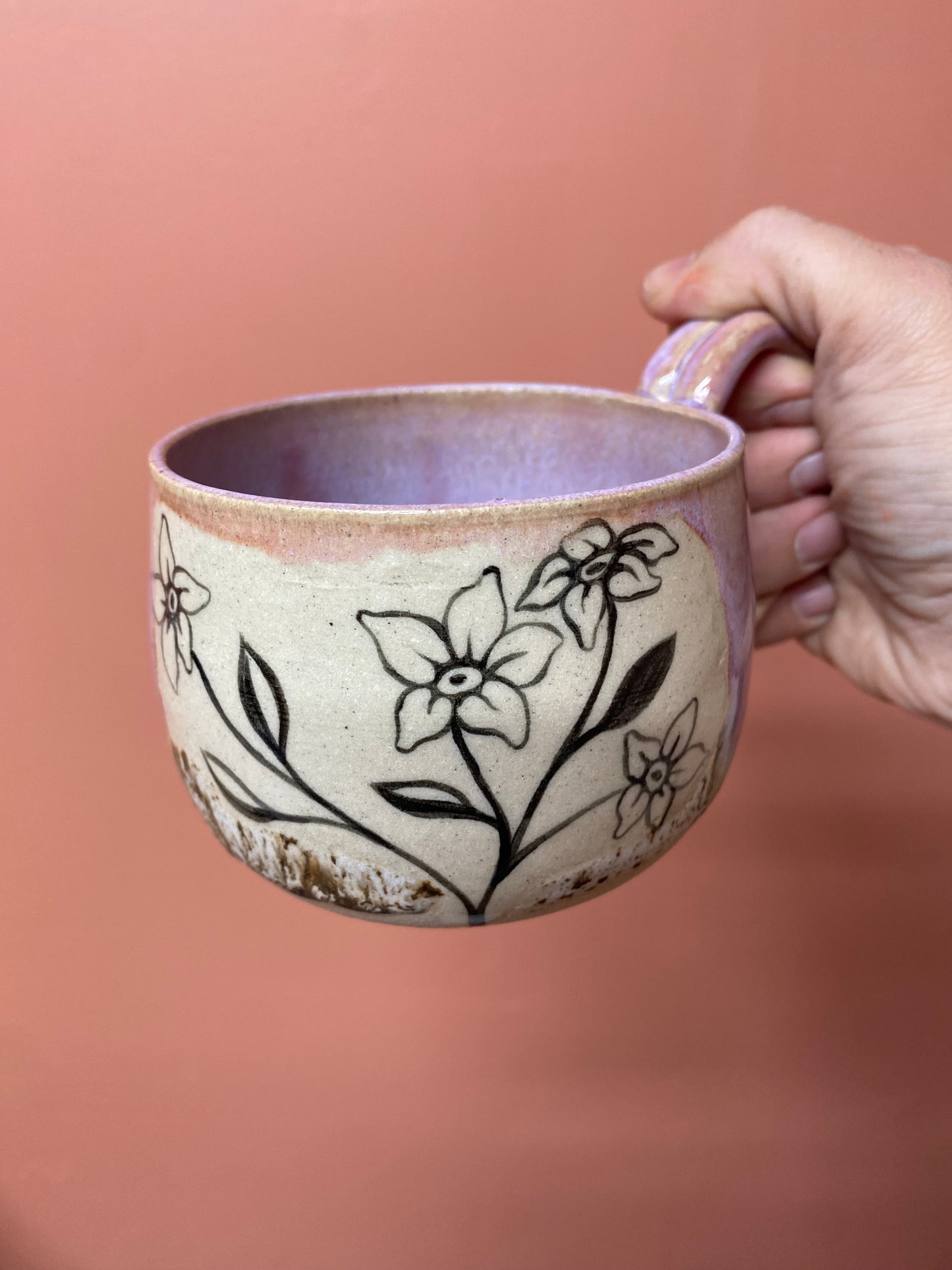 Black Flower Mug