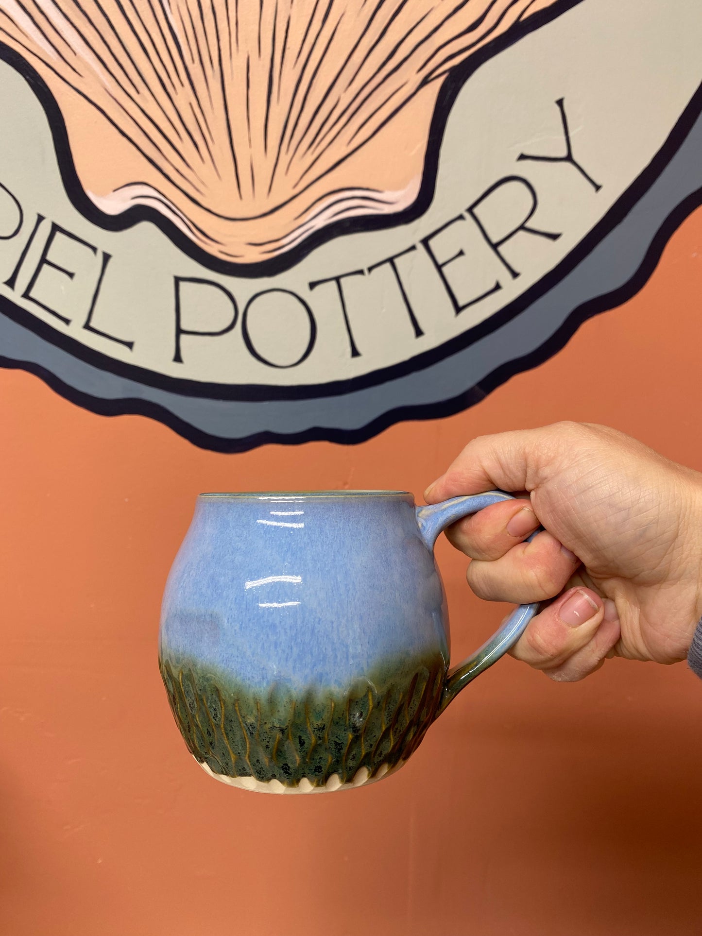 Large Carved Mug in Forest Sky