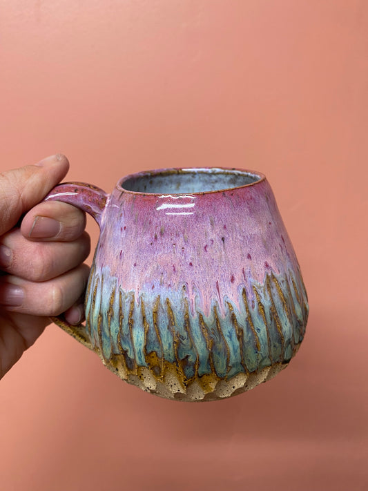 Pink and Green Carved Mug small