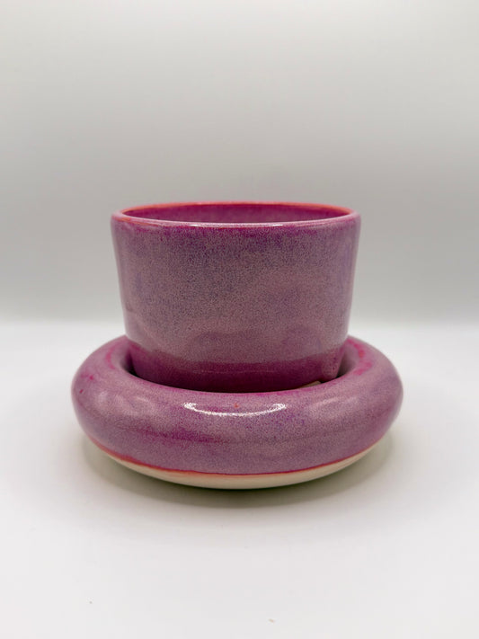 Bubble Cup and Saucer Set in Mulberry Float