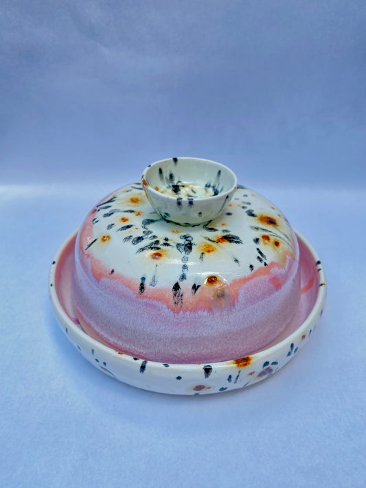 Butter Dish in Spotted Pink II